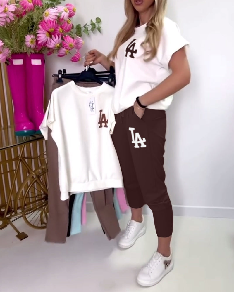 Kira I Sportowy Zestaw z Nadrukiem Literowym, Slim Fit