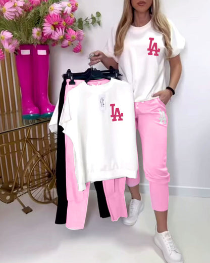 Kira I Sportowy Zestaw z Nadrukiem Literowym, Slim Fit