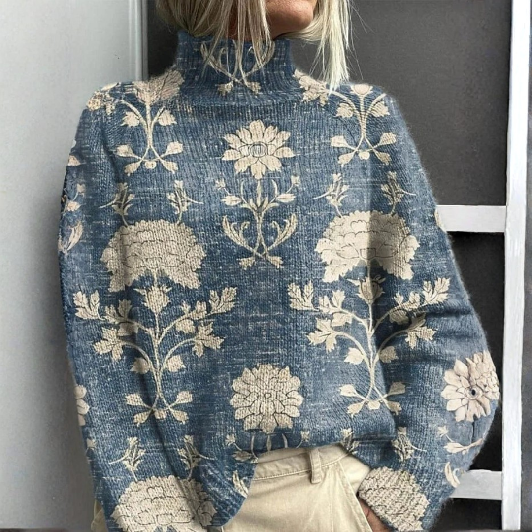 Andrea| Ciepły i elegancki sweter z wysokim kołnierzem