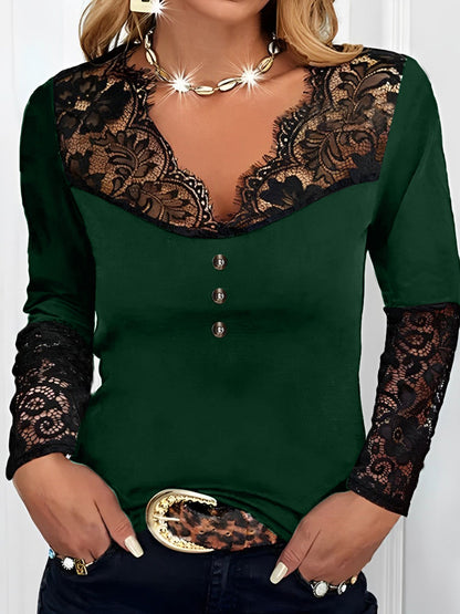 Zuzanna I Long Sleeve Lace V-Neck Top
