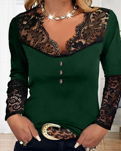 Zuzanna I Long Sleeve Lace V-Neck Top