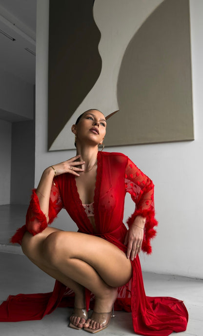 Aveline - Prześwitujące koronkowe kimono