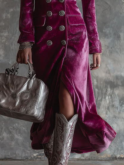 Jorina – Welurowa sukienka blazer maxi