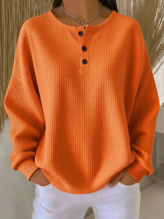 Kailani – Waflowa bluza z eleganckim kołnierzem
