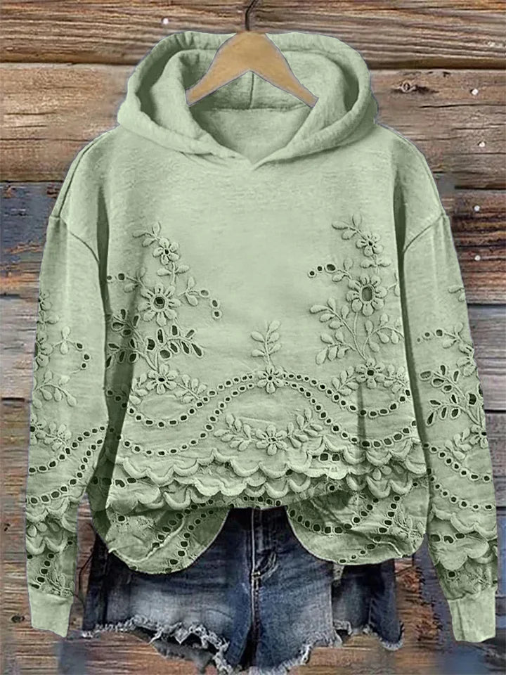 SARA | Bluza z kapturem z haftem kwiatowym