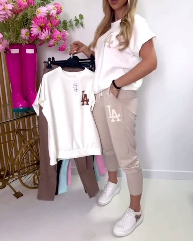 Kira I Sportowy Zestaw z Nadrukiem Literowym, Slim Fit