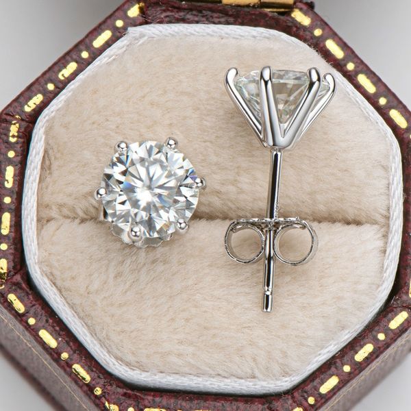 💎💎Zachwycające klasyczne kolczyki diamentowe z sześcioma łapkami