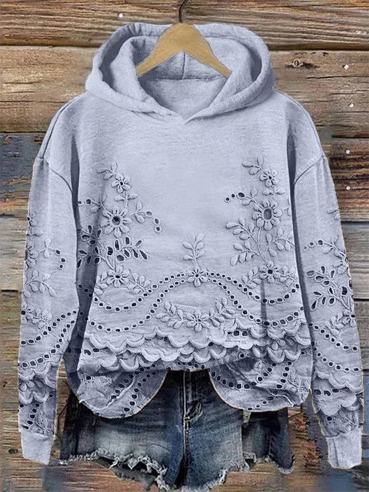 SARA | Bluza z kapturem z haftem kwiatowym