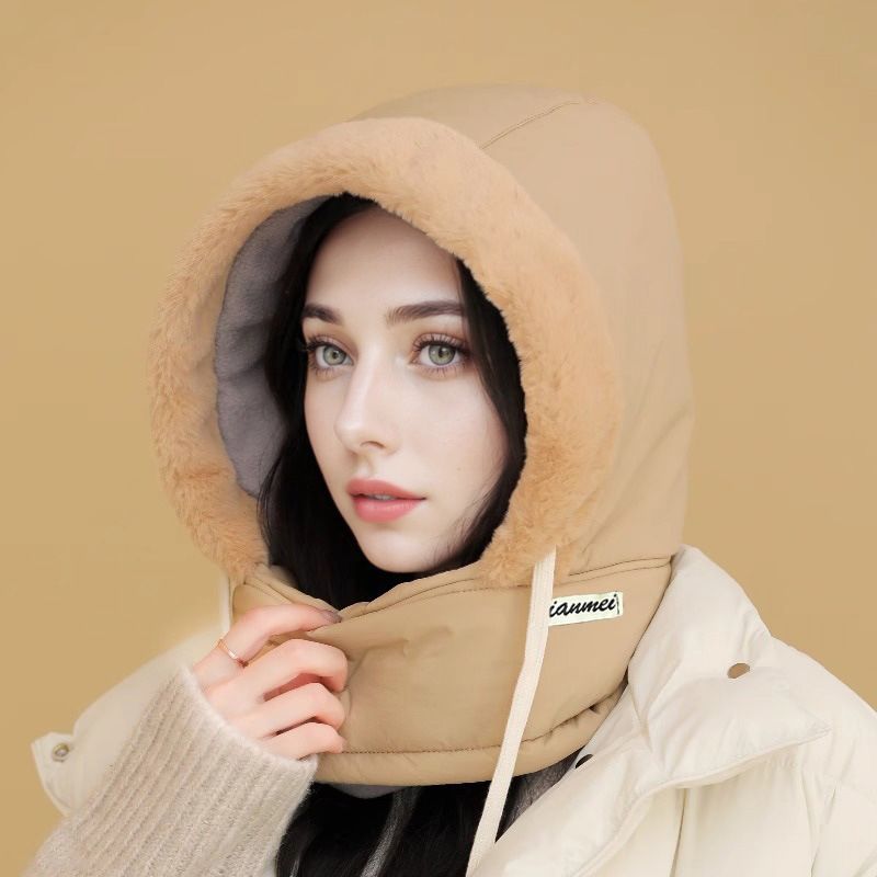 🔥🥰Gruba czapka termiczna z pluszowym wykończeniem i maską na twarz dla kobiet i mężczyzn
