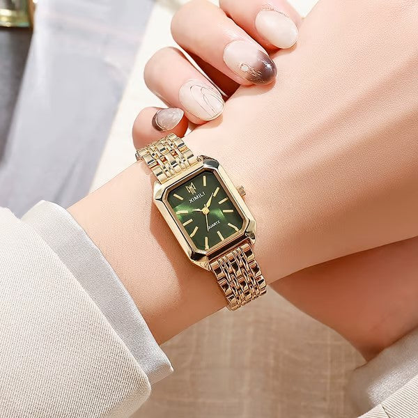 ✨🎅Oferty świąteczne – Tylko przez krótki czas!⏰Prosty i wszechstronny modny zegarek kwarcowy z kwadratową stalową bransoletą