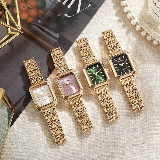 ✨🎅Oferty świąteczne – Tylko przez krótki czas!⏰Prosty i wszechstronny modny zegarek kwarcowy z kwadratową stalową bransoletą