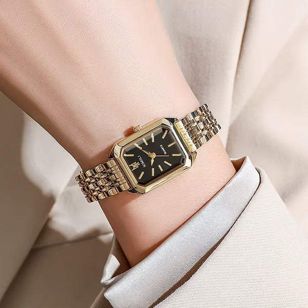 ✨🎅Oferty świąteczne – Tylko przez krótki czas!⏰Prosty i wszechstronny modny zegarek kwarcowy z kwadratową stalową bransoletą