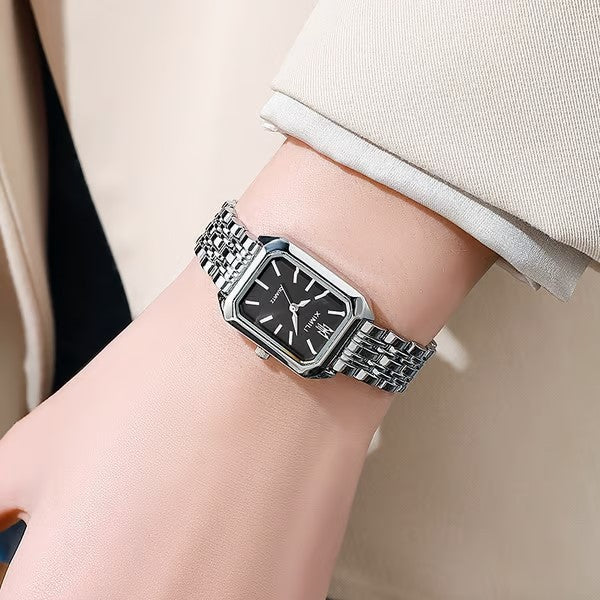 ✨🎅Oferty świąteczne – Tylko przez krótki czas!⏰Prosty i wszechstronny modny zegarek kwarcowy z kwadratową stalową bransoletą
