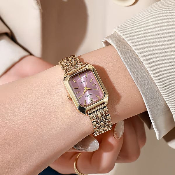 ✨🎅Oferty świąteczne – Tylko przez krótki czas!⏰Prosty i wszechstronny modny zegarek kwarcowy z kwadratową stalową bransoletą