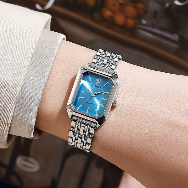 ✨🎅Oferty świąteczne – Tylko przez krótki czas!⏰Prosty i wszechstronny modny zegarek kwarcowy z kwadratową stalową bransoletą