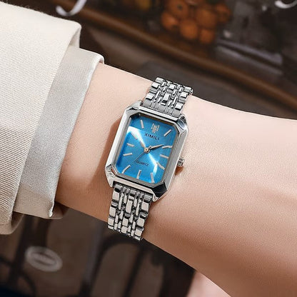 ✨🎅Oferty świąteczne – Tylko przez krótki czas!⏰Prosty i wszechstronny modny zegarek kwarcowy z kwadratową stalową bransoletą
