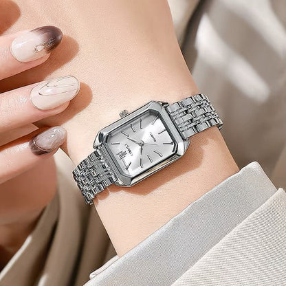 ✨🎅Oferty świąteczne – Tylko przez krótki czas!⏰Prosty i wszechstronny modny zegarek kwarcowy z kwadratową stalową bransoletą