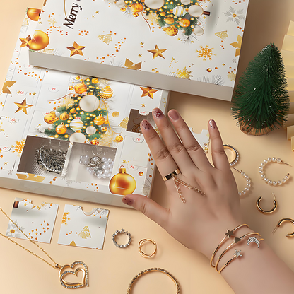💖Czarny Piątek - Mega Oferta – 50 % Zniżki!💖24-częściowy kalendarz adwentowy na Boże Narodzenie z piękną biżuterią