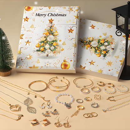 💖Czarny Piątek - Mega Oferta – 50 % Zniżki!💖24-częściowy kalendarz adwentowy na Boże Narodzenie z piękną biżuterią