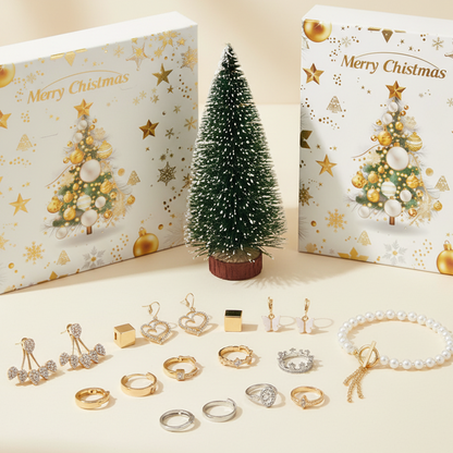 💖Czarny Piątek - Mega Oferta – 50 % Zniżki!💖24-częściowy kalendarz adwentowy na Boże Narodzenie z piękną biżuterią