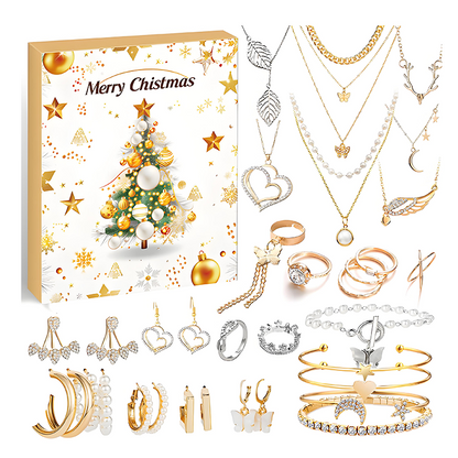 💖Czarny Piątek - Mega Oferta – 50 % Zniżki!💖24-częściowy kalendarz adwentowy na Boże Narodzenie z piękną biżuterią