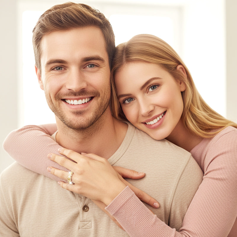 💎  50% zniżki 💍Modny pierścionek pamięciowy z błyszczącymi kamieniami cyrkoniowymi