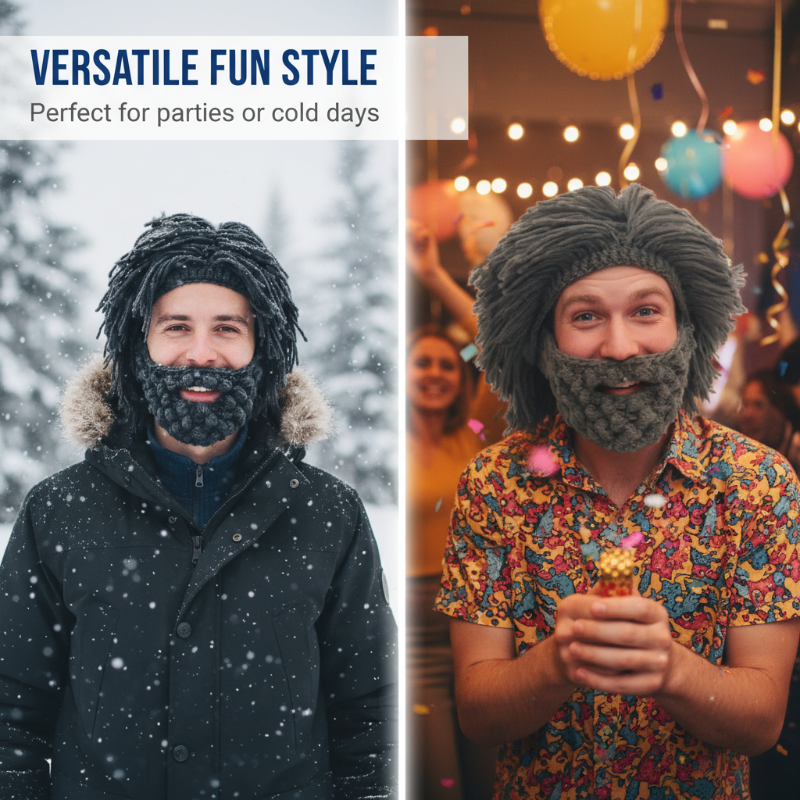 📢📢50 % RABATU !! ⏰Czapka w stylu punk z przymocowaną prostą peruką i dzianiną na brodę