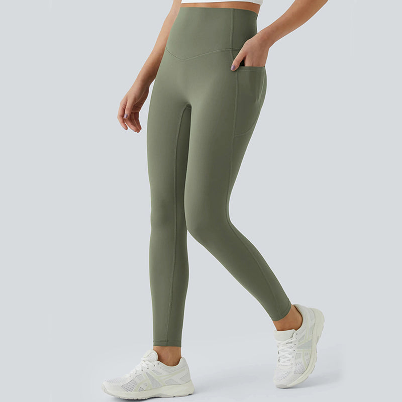 Damskie Legginsy z Wysokim Stanem – Długie Spodnie Sportowe z Kieszenią, Szybkoschnące i Elastyczne do Fitnessu i Aktywności na Świeżym Powietrzu 🏃‍♀️💪