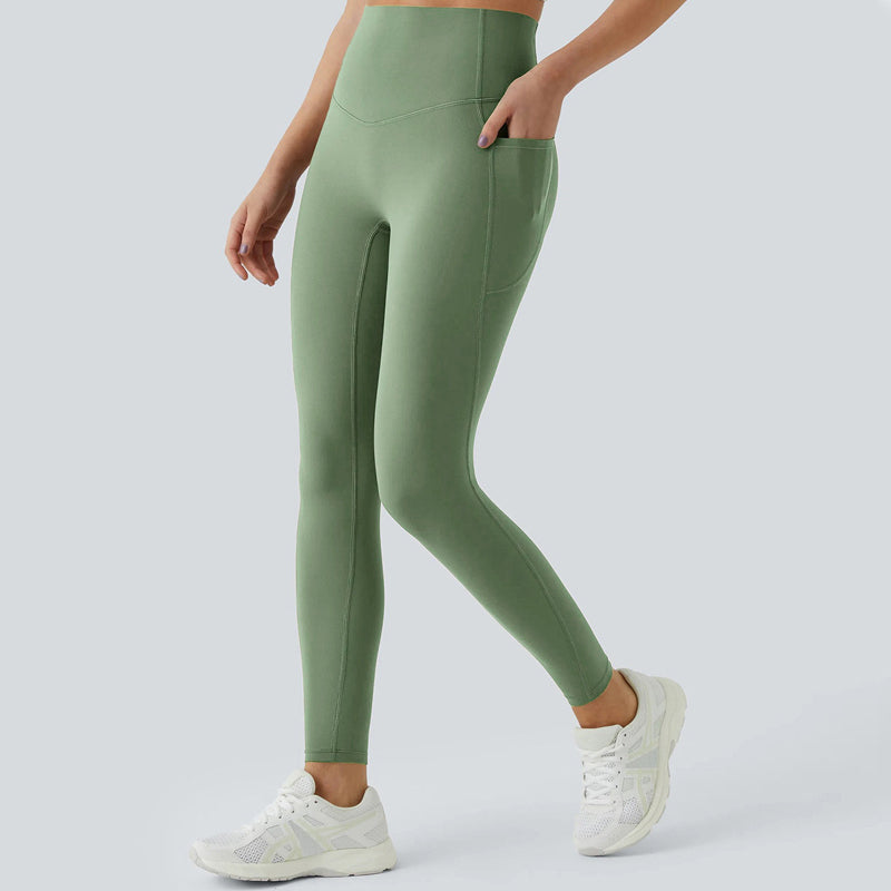 Damskie Legginsy z Wysokim Stanem – Długie Spodnie Sportowe z Kieszenią, Szybkoschnące i Elastyczne do Fitnessu i Aktywności na Świeżym Powietrzu 🏃‍♀️💪