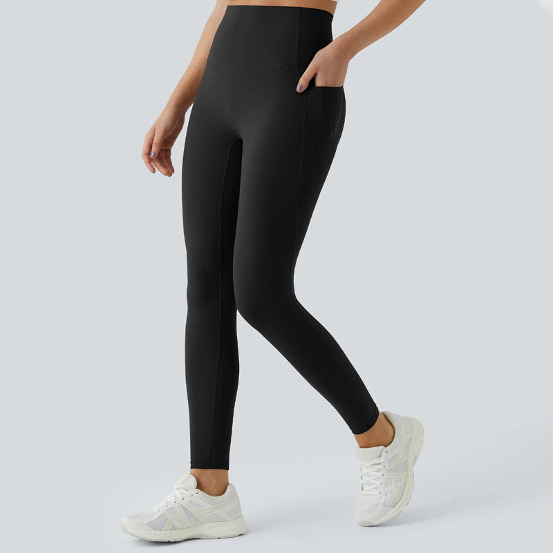 Damskie Legginsy z Wysokim Stanem – Długie Spodnie Sportowe z Kieszenią, Szybkoschnące i Elastyczne do Fitnessu i Aktywności na Świeżym Powietrzu 🏃‍♀️💪