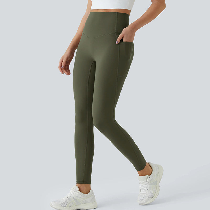 Damskie Legginsy z Wysokim Stanem – Długie Spodnie Sportowe z Kieszenią, Szybkoschnące i Elastyczne do Fitnessu i Aktywności na Świeżym Powietrzu 🏃‍♀️💪